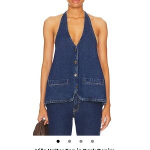 Lioness Hills Halter Top in Dark Denim
